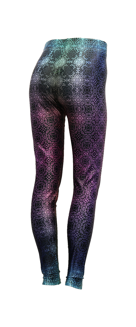 Purple And Silver Fractal Lightning Leggings by Waterflower Designs